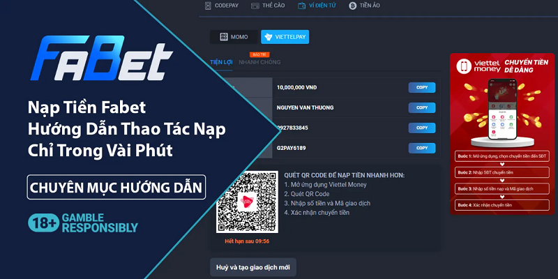 Nạp tiền Fabet cung cấp đa dạng phương thức giao dịch